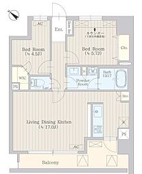 CalmTerrace神泉 2LDKの間取図画像