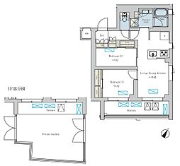 Brillia ist 洗足池の杜 2LDKの間取図画像
