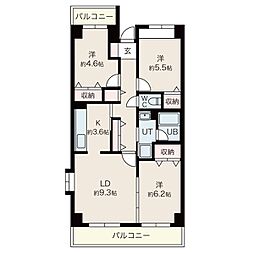 目黒本町マンション 3LDKの間取図画像