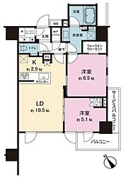 シティハウス中目黒ステーションコート 2LDKの間取図画像