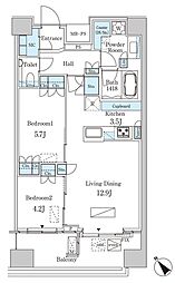 レガシス中目黒 2LDKの間取図画像