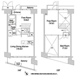 コンフォリア芝浦バウハウス 2LDKの間取図画像