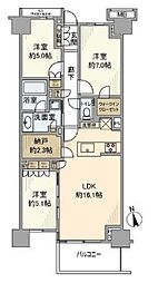 プラウド弦巻 3LDKの間取図画像
