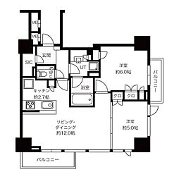 東京ベイシティタワー 2LDKの間取図画像