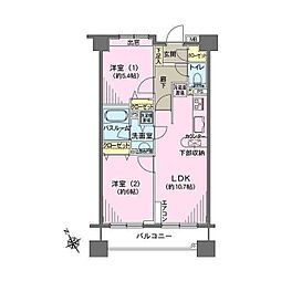 ヒルレジデンス大崎 2LDKの間取図画像
