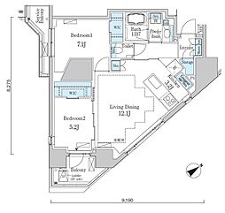 PRIMEART白金台 2LDKの間取図画像