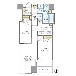 大崎ウエストシティタワーズE棟 2LDKの間取図画像