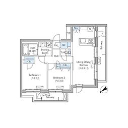 Rovine目黒東山 2LDKの間取図画像