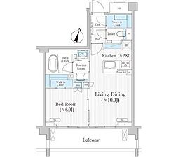 バウスステージ広尾 1LDKの間取図画像