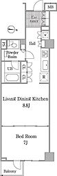 グレイスコート白金 1LDKの間取図画像
