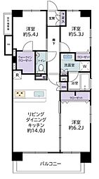 パルテール白金 3LDKの間取図画像