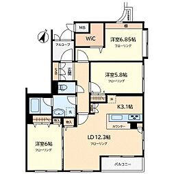 ベルハイム学芸大学 3LDKの間取図画像