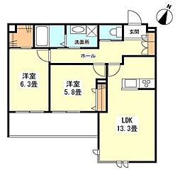 HERITAGEYAKUMO 2LDKの間取図画像