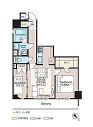 世田谷区三宿1丁目マンション 2LDKの間取図画像