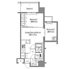 BPRレジデンス三田伊皿子坂 2LDKの間取図画像