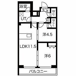 スパシエ洗足池 2LDKの間取図画像