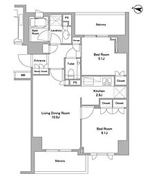 パークハウス三軒茶屋クロスコート 2LDKの間取図画像