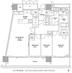 JIYUGAOKA MUSE SQUARE THE RESI 3LDKの間取図画像
