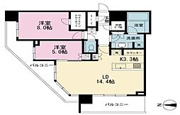 グランドメゾン白金の杜ザ・タワー 2LDKの間取図画像