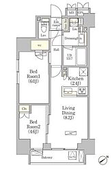 パークヴィラ恵比寿 2LDKの間取図画像