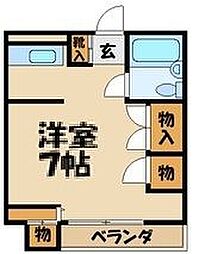 グリーンカーサ 2階ワンルームの間取り