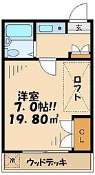 コートビレッジ桜ヶ丘パートII 2階1Kの間取り