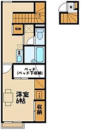 JR横浜線 八王子みなみ野駅 徒歩24分の賃貸アパート 2階1Kの間取り
