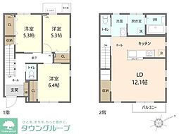JR中央線 日野駅 徒歩10分の賃貸テラスハウス 2階3LDKの間取り