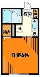 JR中央線 西八王子駅 徒歩7分の賃貸アパート 1階1Kの間取り
