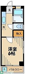 京王線 聖蹟桜ヶ丘駅 徒歩10分の賃貸アパート 2階1Kの間取り