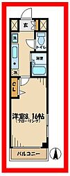京王線 府中駅 徒歩5分の賃貸マンション 2階1Kの間取り
