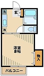 多摩都市モノレール 大塚・帝京大学駅 徒歩6分の賃貸アパート 2階1Kの間取り