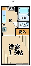 JR中央線 豊田駅 徒歩12分の賃貸アパート 2階1Kの間取り