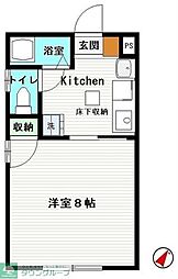 多摩都市モノレール 高幡不動駅 徒歩13分の賃貸アパート 1階1Kの間取り