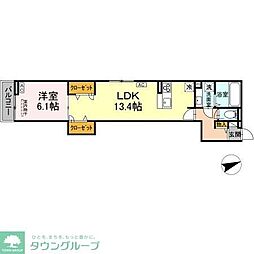 JR中央線 西八王子駅 徒歩19分の賃貸アパート 2階1LDKの間取り