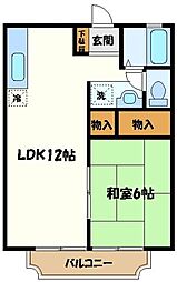JR中央線 豊田駅 徒歩15分の賃貸アパート 2階1LDKの間取り