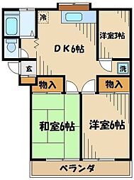 京王線 中河原駅 徒歩19分の賃貸アパート 2階2SDKの間取り