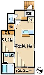 JR中央線 豊田駅 徒歩28分の賃貸アパート 1階ワンルームの間取り