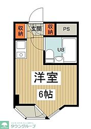 JR八高線 北八王子駅 徒歩5分の賃貸マンション 2階ワンルームの間取り