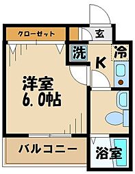 京王線 東府中駅 徒歩13分の賃貸マンション 1階1Kの間取り