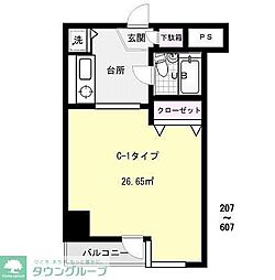 JR中央線 八王子駅 徒歩8分の賃貸マンション 3階1Kの間取り