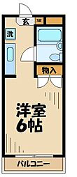 京王線 聖蹟桜ヶ丘駅 徒歩20分の賃貸マンション 3階1Kの間取り