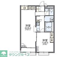 JR八高線 小宮駅 徒歩7分の賃貸アパート 2階1LDKの間取り