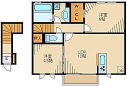 サニーフラット 2階2LDKの間取り