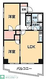 ＩＳＭ八王子 5階2LDKの間取り