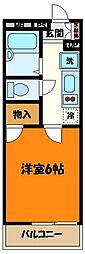 JR中央線 八王子駅 徒歩11分の賃貸マンション 2階1Kの間取り