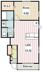 京王高尾線 高尾駅 徒歩27分の賃貸アパート 1階1LDKの間取り