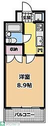 京王線 北野駅 徒歩5分の賃貸マンション 1階1Kの間取り