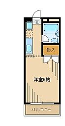 多摩都市モノレール 松が谷駅 徒歩10分の賃貸マンション 2階1Kの間取り