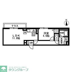 京王線 京王八王子駅 徒歩15分の賃貸マンション 1階1LDKの間取り